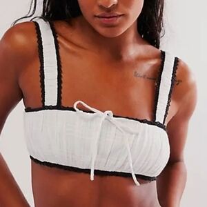 NWT Free People Enchanted Micro Cami XS White Black Bra Bandeaux Tank